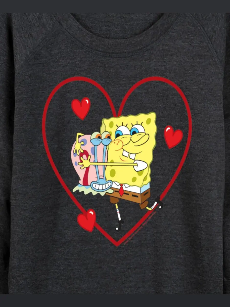 Женская футболка с длинными рукавами Spongebob Squarepants Gary Heart из французской махровой ткани — изображение 2 из 3
