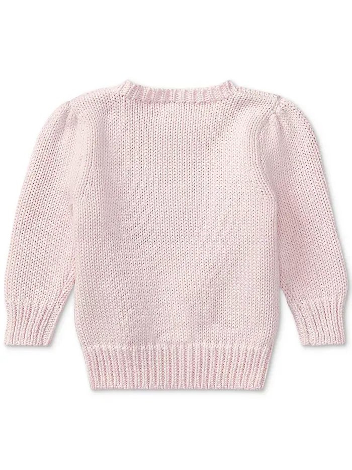 Свитер для девочек с флагом Polo Ralph Lauren — изображение 2 из 2, розовый