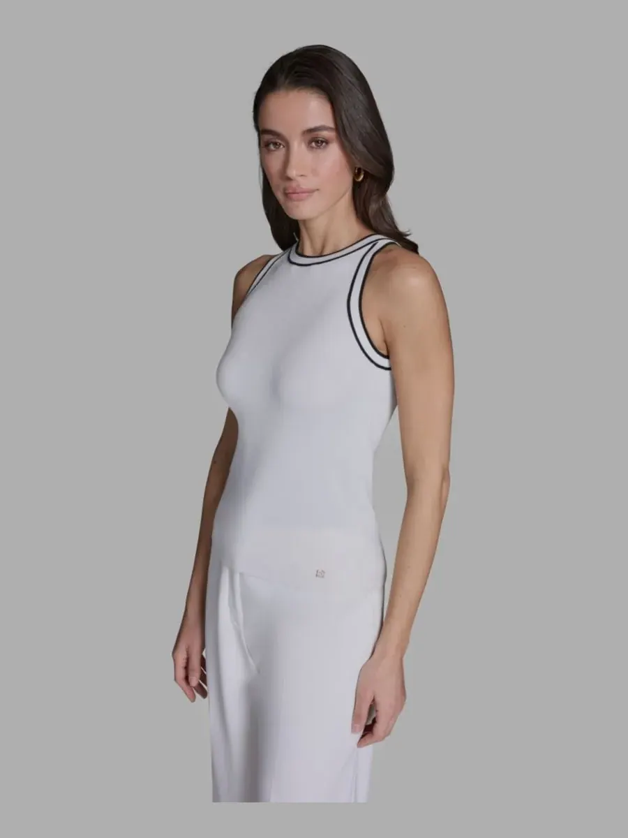 Женская майка без рукавов с круглым вырезом BCBG — изображение 3 из 5, белый/черный
