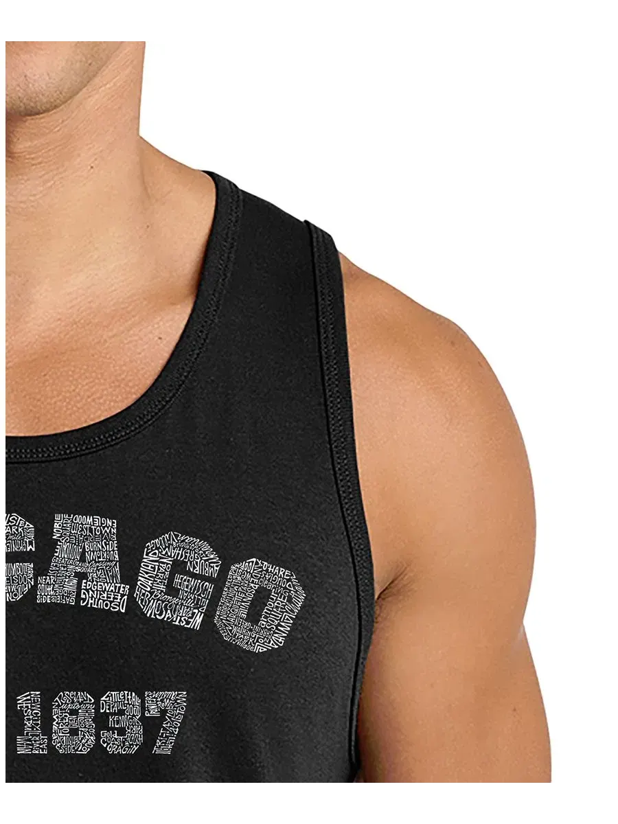 Мужская майка-безрукавка Chicago Est 1837 Vintage Graphic LA Pop Art — изображение 2 из 4, черный