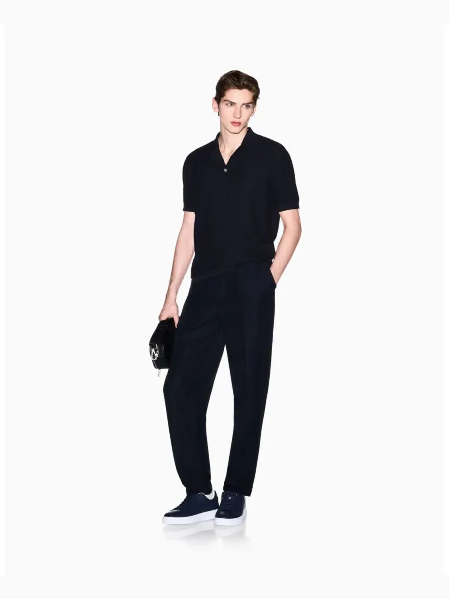 Мужской фактурный поло-свитер A|X Armani Exchange — изображение 3 из 5, глубокий темно-синий