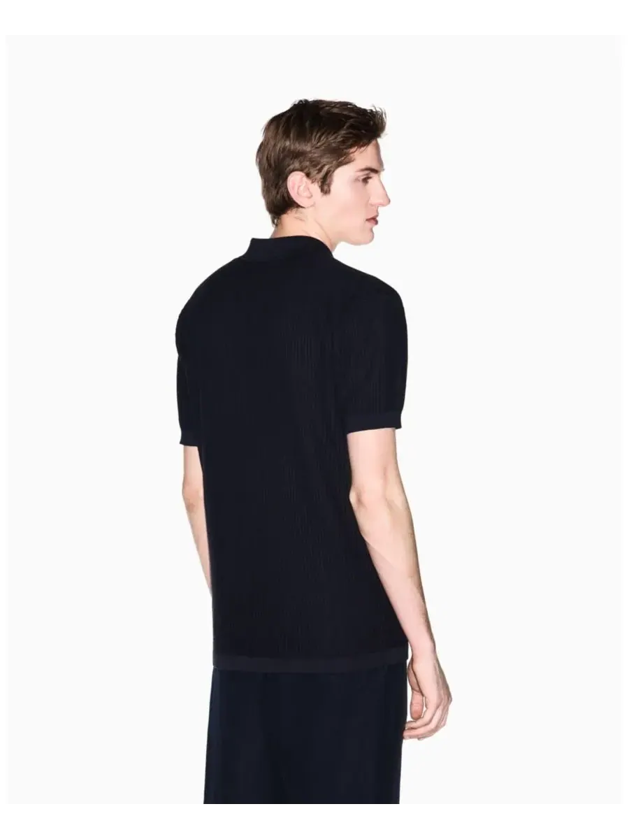 Мужской фактурный поло-свитер A|X Armani Exchange — изображение 4 из 5, глубокий темно-синий