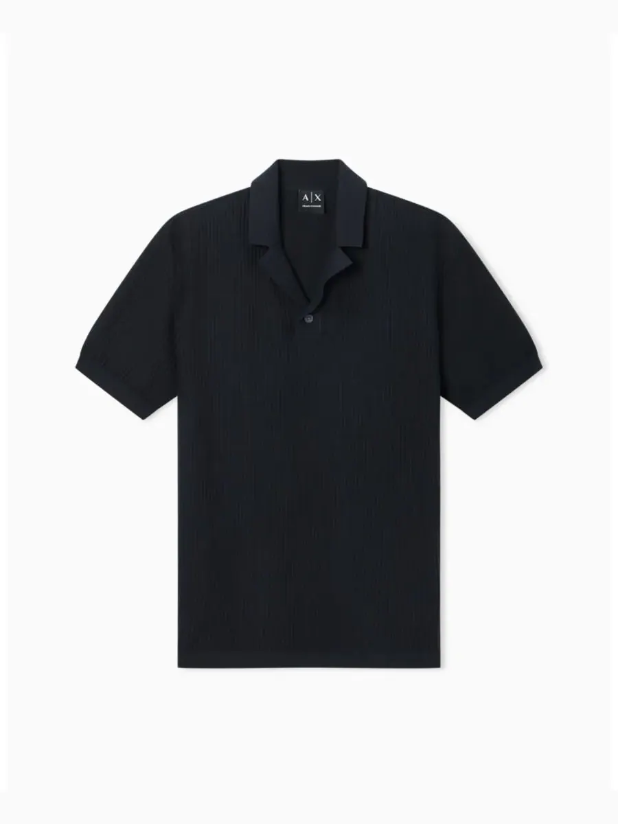 Мужской фактурный поло-свитер A|X Armani Exchange — изображение 5 из 5, глубокий темно-синий