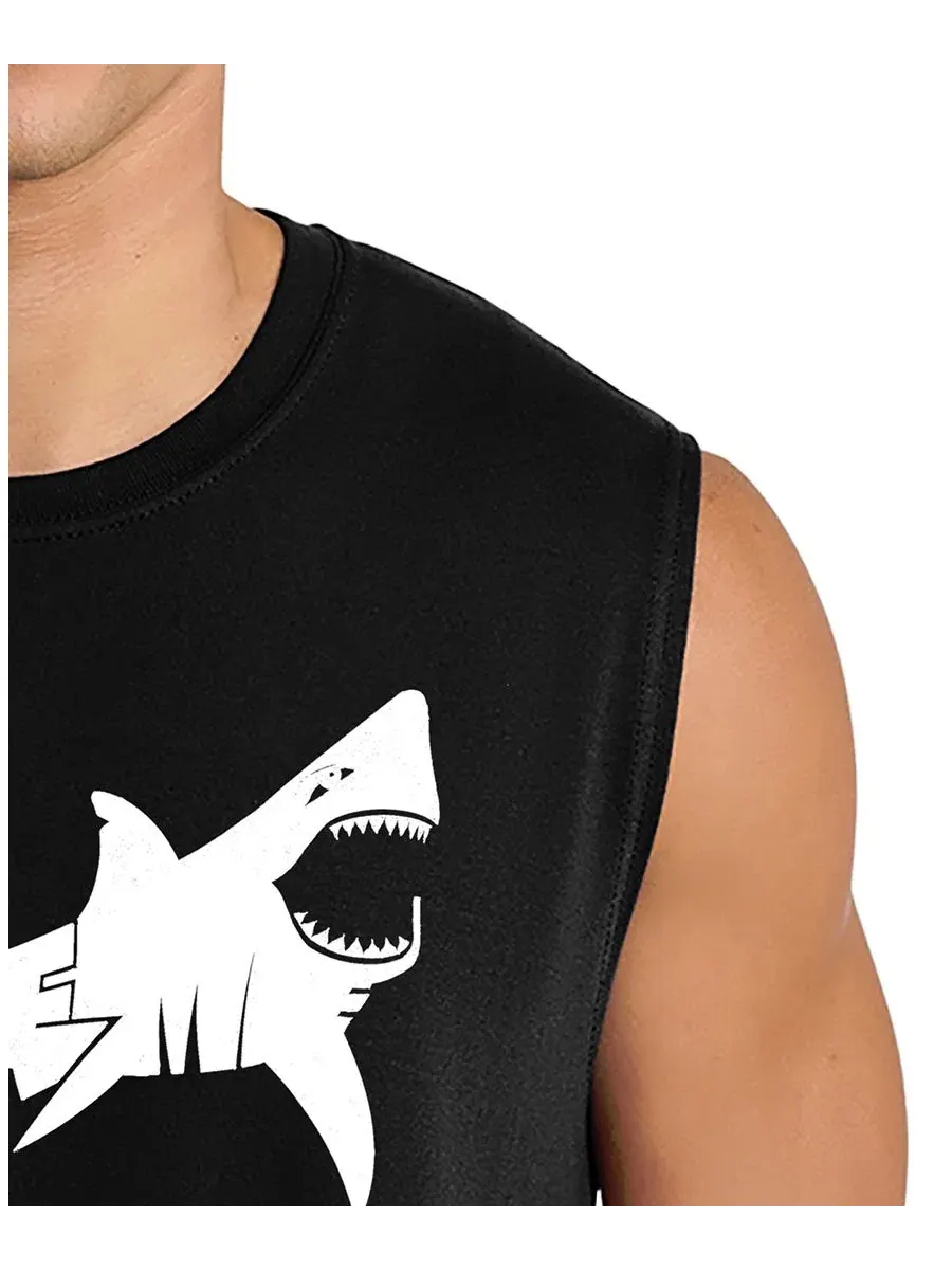Мужская майка-безрукавка с принтом Shark Bite Me LA Pop Art — изображение 2 из 4, черный