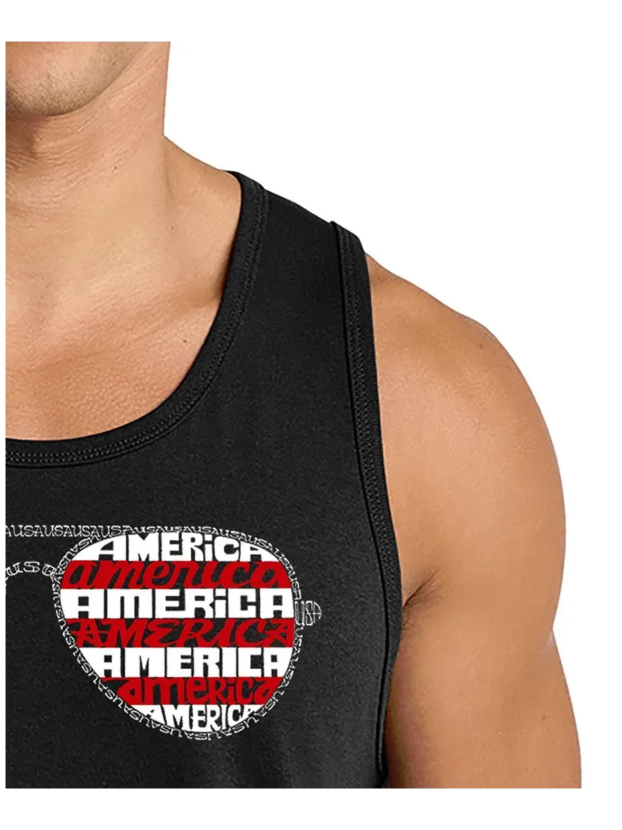 Мужская майка-безрукавка с принтом American Flag Sunglasses LA Pop Art — изображение 2 из 4, черный