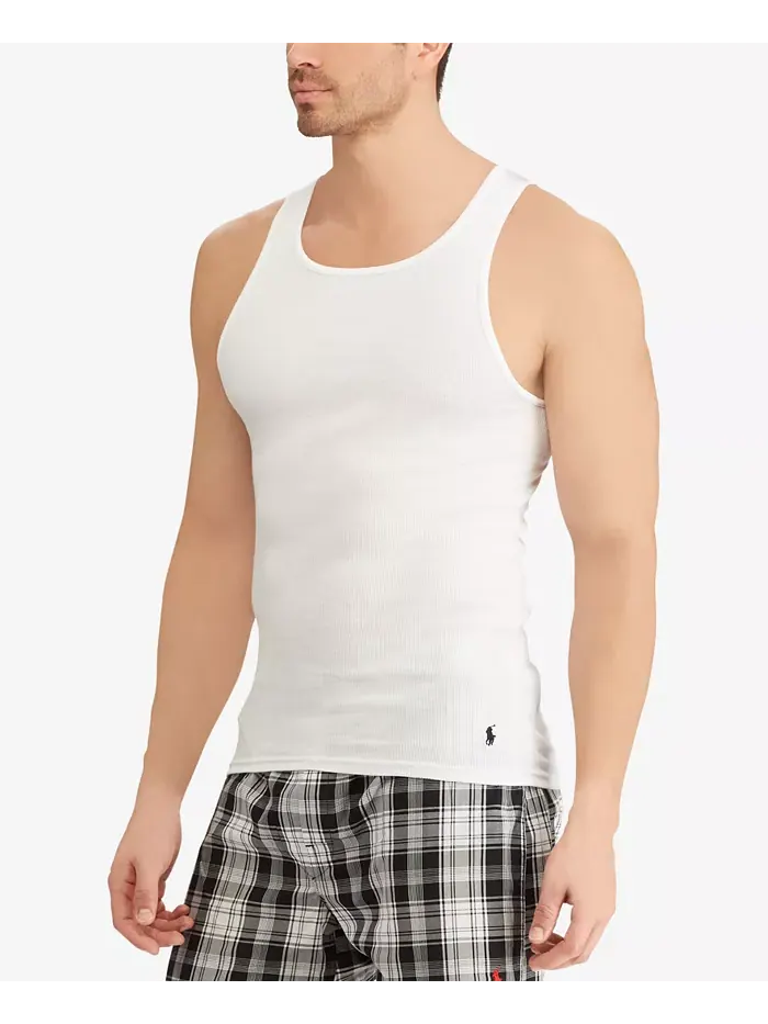 Мужские майки-борцовки хлопковые, 5 штук Polo Ralph Lauren — изображение 4 из 6, белый