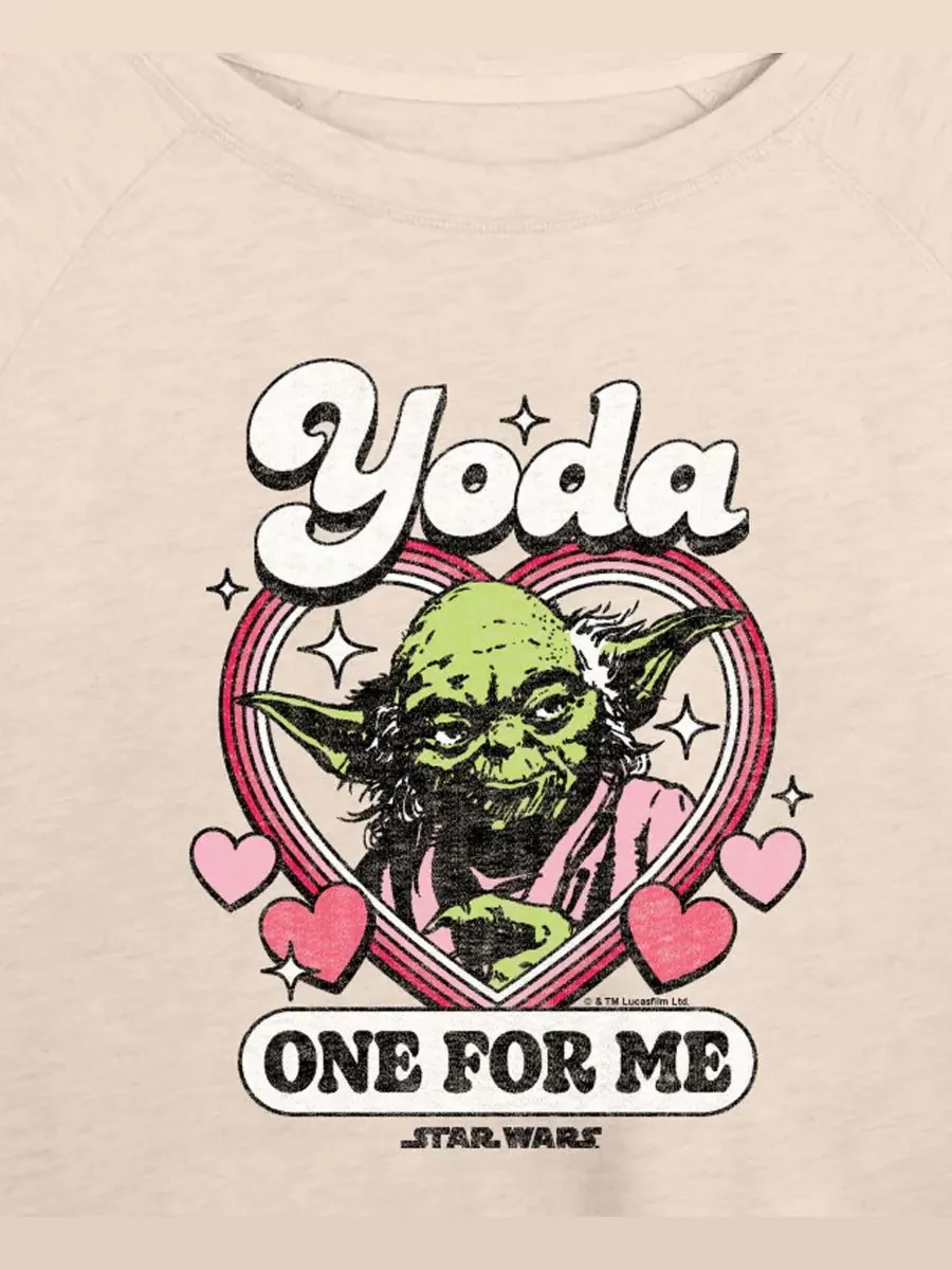 Женская футболка с длинными рукавами Star Wars Yoda One For Me из французского махрового трикотажа — изображение 2 из 3