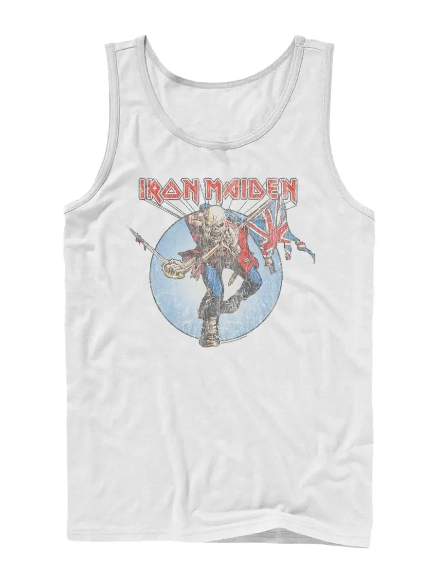 Мужская майка Iron Maiden Trooper Eddie Distressed Fifth Sun — изображение 1 из 3, белый