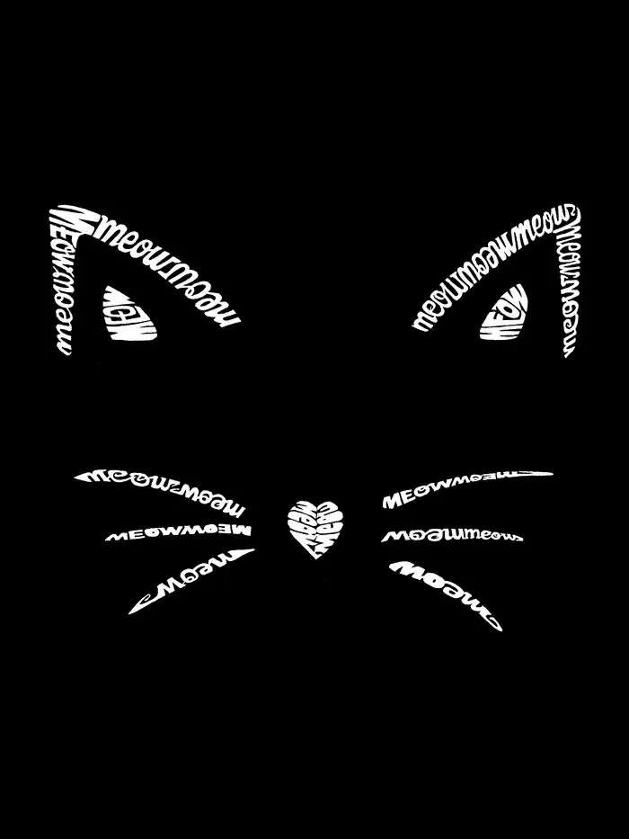Женская футболка с длинным рукавом и надписью Word Art Whiskers LA Pop Art — изображение 3 из 3, черный