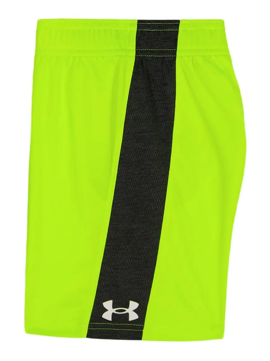 Детский комплект из футболки с круглым вырезом и шорт (2 размера, 2T-7) Under Armour — изображение 3 из 6, черный/неоновый
