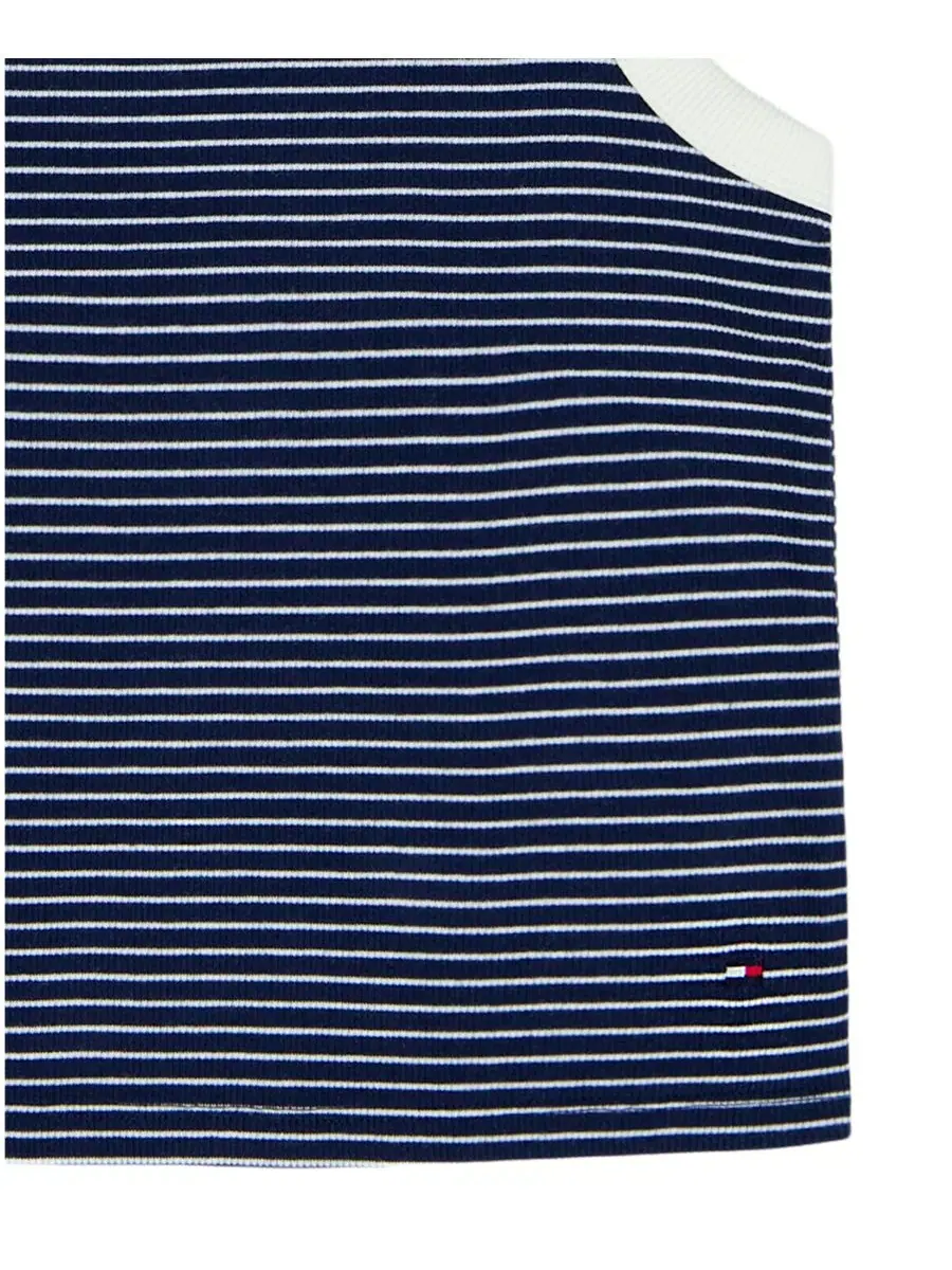 Полосатая майка без рукавов для девочек 7-16 лет Tommy Hilfiger — изображение 5 из 5, темно-синий