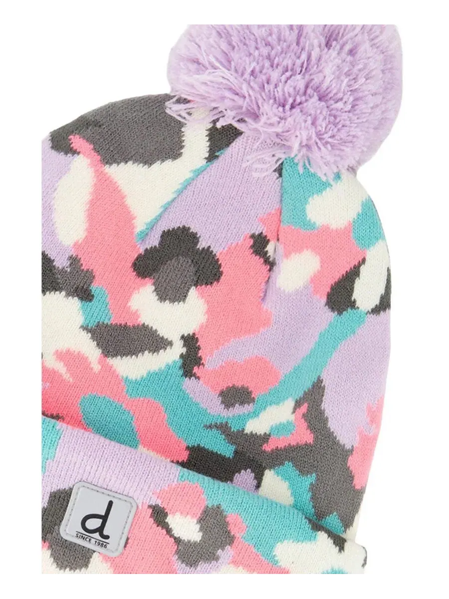 Зимняя вязаная шапка с помпоном, модель Coral Camouflage Deux par Deux — изображение 4 из 5, коричневый