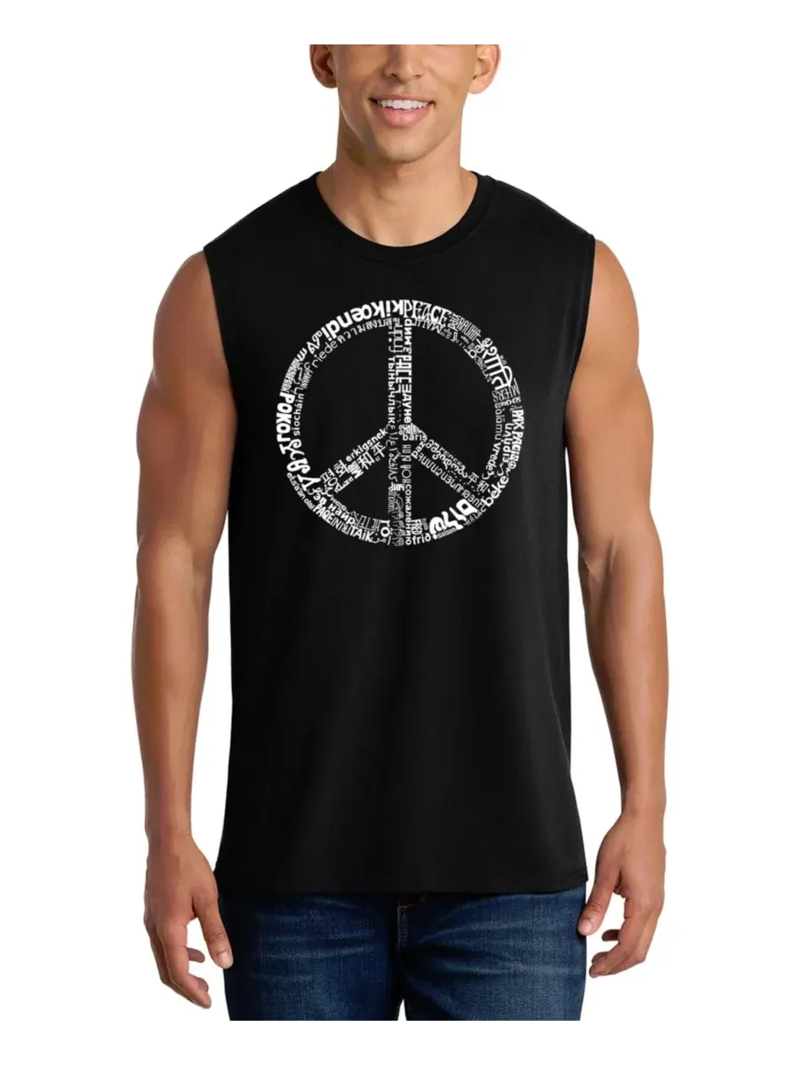 Мужская майка-безрукавка с принтом Peace Symbol Word Art LA Pop Art — изображение 1 из 4, черный