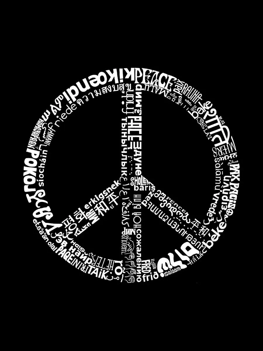 Мужская майка-безрукавка с принтом Peace Symbol Word Art LA Pop Art — изображение 4 из 4, черный