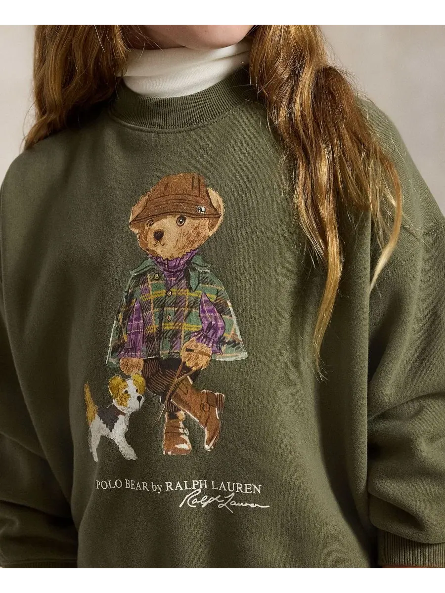 Свитшот с длинным рукавом с принтом Polo Bear Polo Ralph Lauren — изображение 3 из 6, оливковый