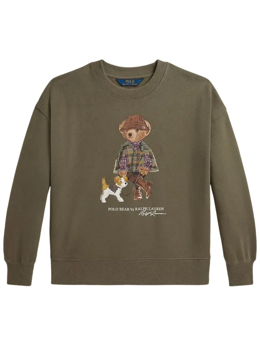 Свитшот с длинным рукавом с принтом Polo Bear Polo Ralph Lauren — изображение 4 из 6, оливковый