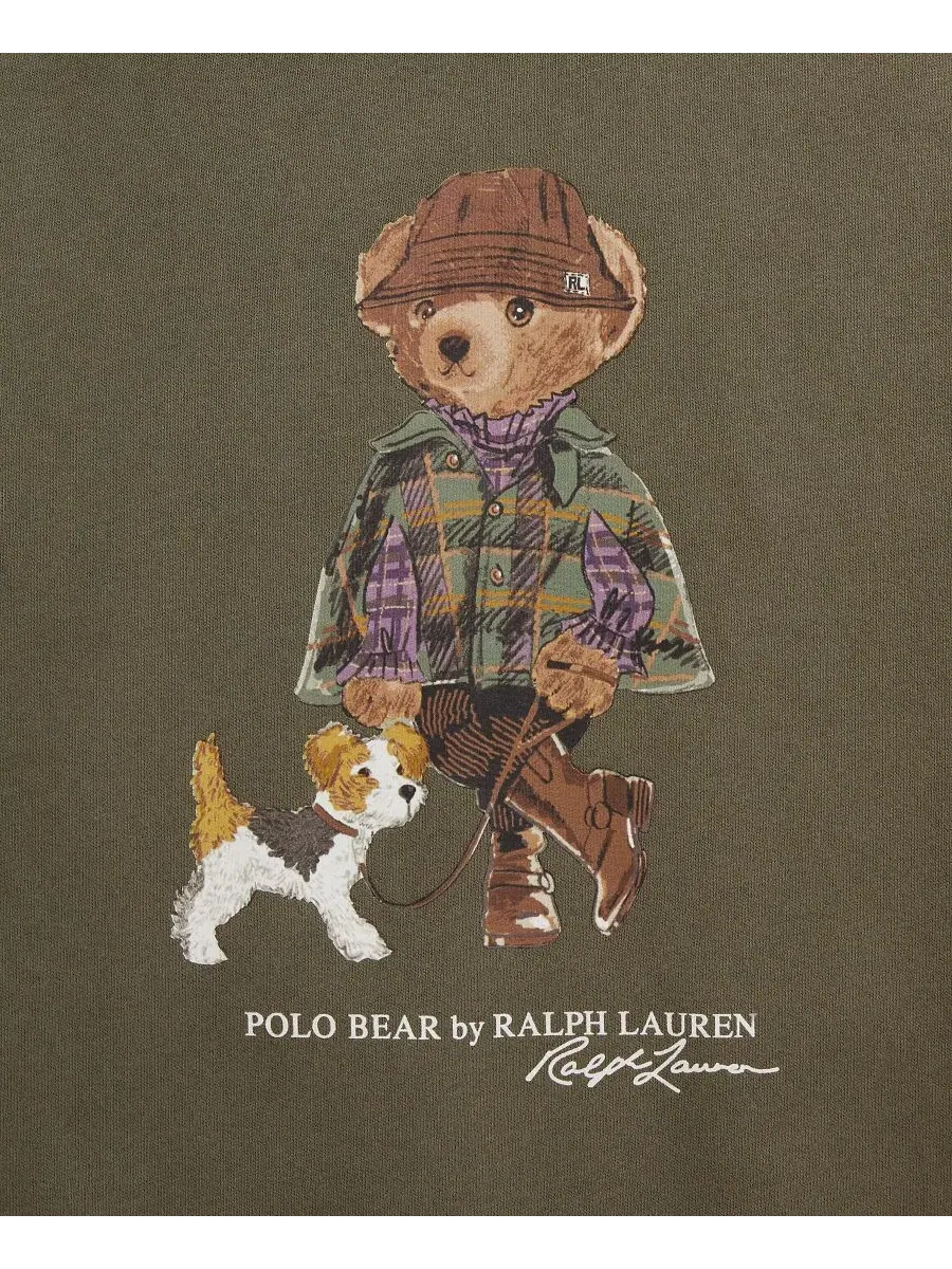 Свитшот с длинным рукавом с принтом Polo Bear Polo Ralph Lauren — изображение 6 из 6, оливковый