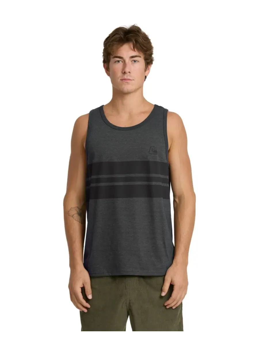 Мужская майка-безрукавка с принтом Original Striped Cotton Tank Top Quiksilver — изображение 1 из 5, темно-серый