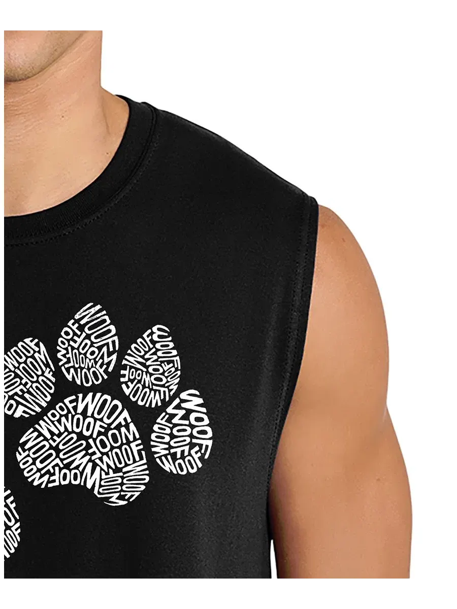 Мужская майка с принтом Dog Paw Prints LA Pop Art — изображение 2 из 4, черный