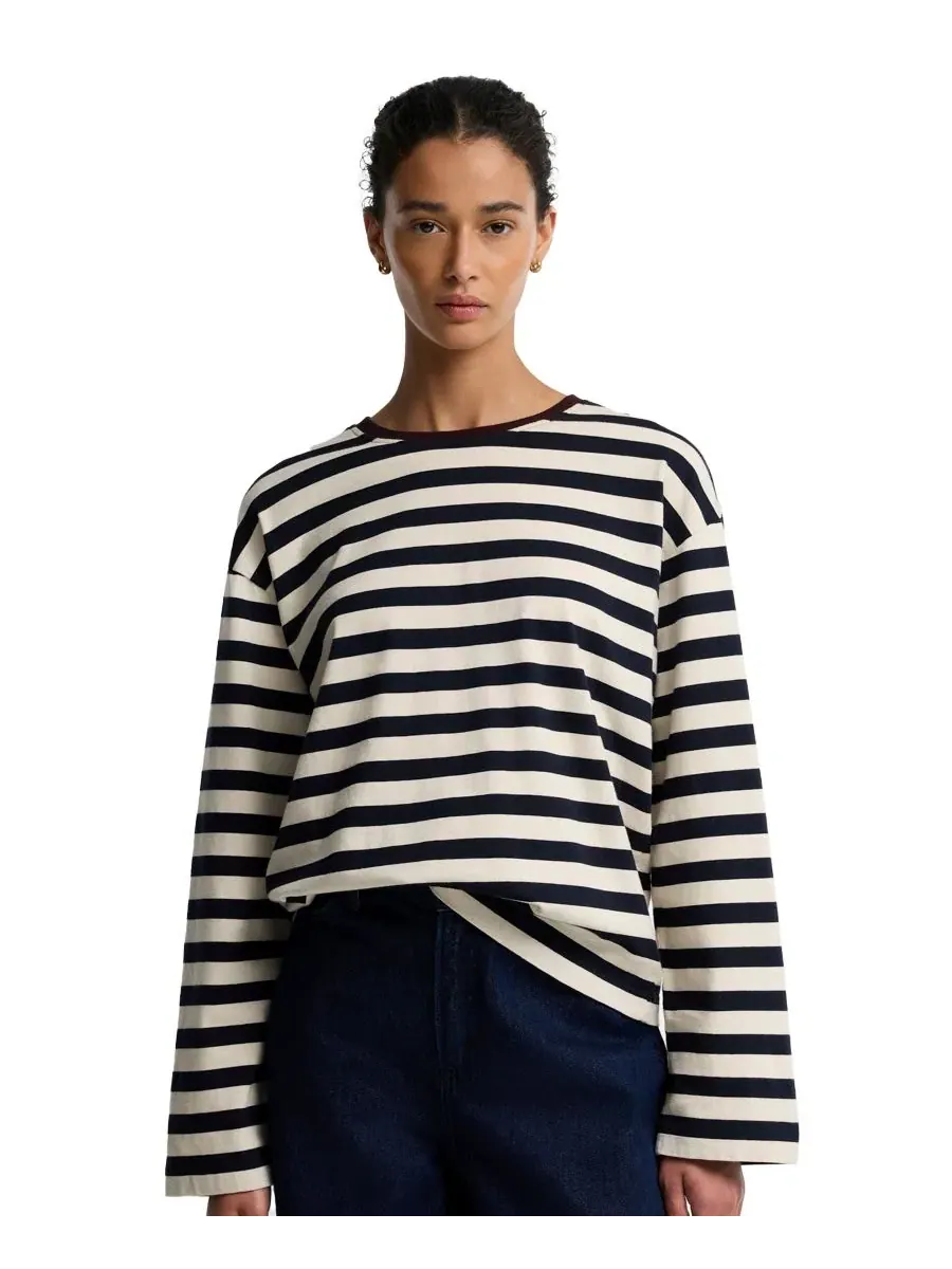 Футболка с длинным рукавом Woodhouse Striped Barbour — изображение 1 из 6, темный темно-синий