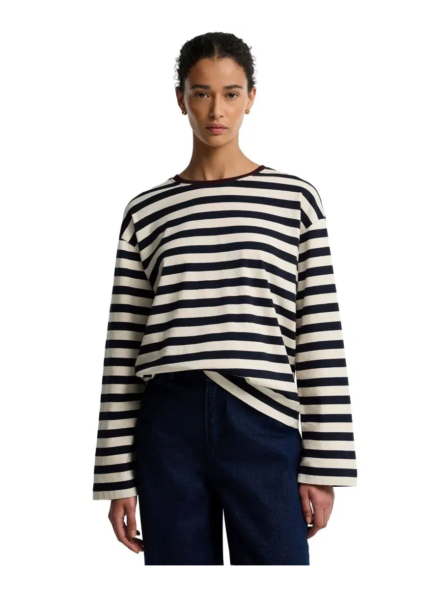 Футболка с длинным рукавом Woodhouse Striped Barbour — изображение 3 из 6, темный темно-синий
