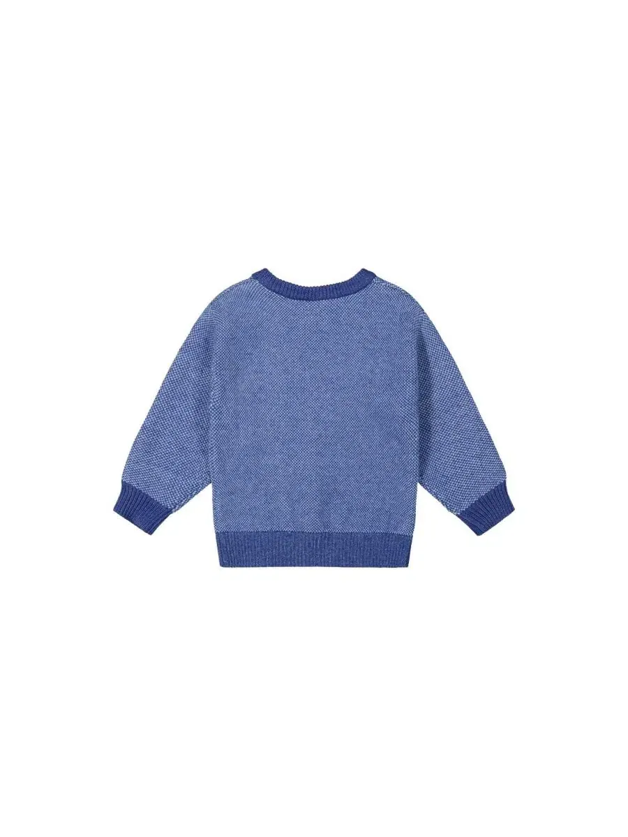 Свитер с текстурным ромбовидным узором Deux par Deux — изображение 6 из 7, синий