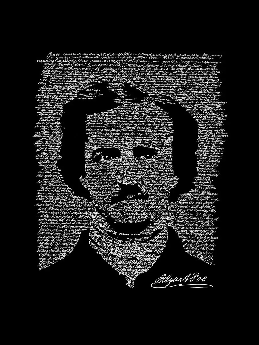Мужская майка с портретом Эдгара Аллана По LA Pop Art — изображение 4 из 4, черный