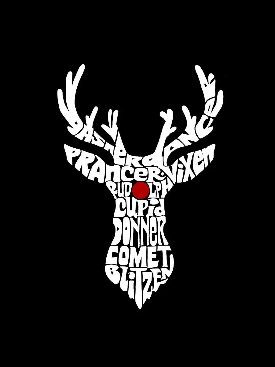 Мужской топ без рукавов с принтом Reindeer Christmas Word Art LA Pop Art — изображение 4 из 4, черный