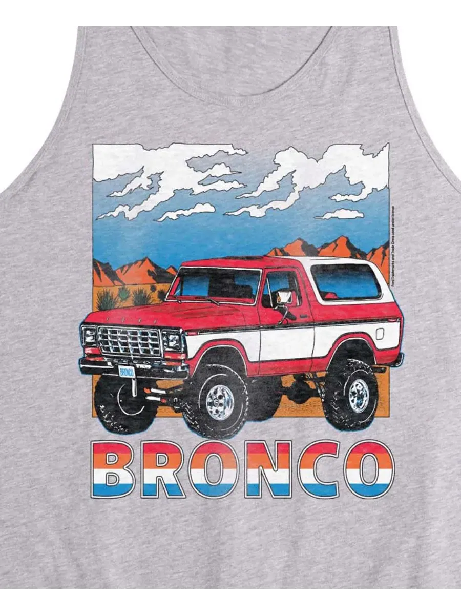 Мужская майка без рукавов с графическим принтом Ford Bronco Mountain View Airwaves — изображение 3 из 3, приглушенный