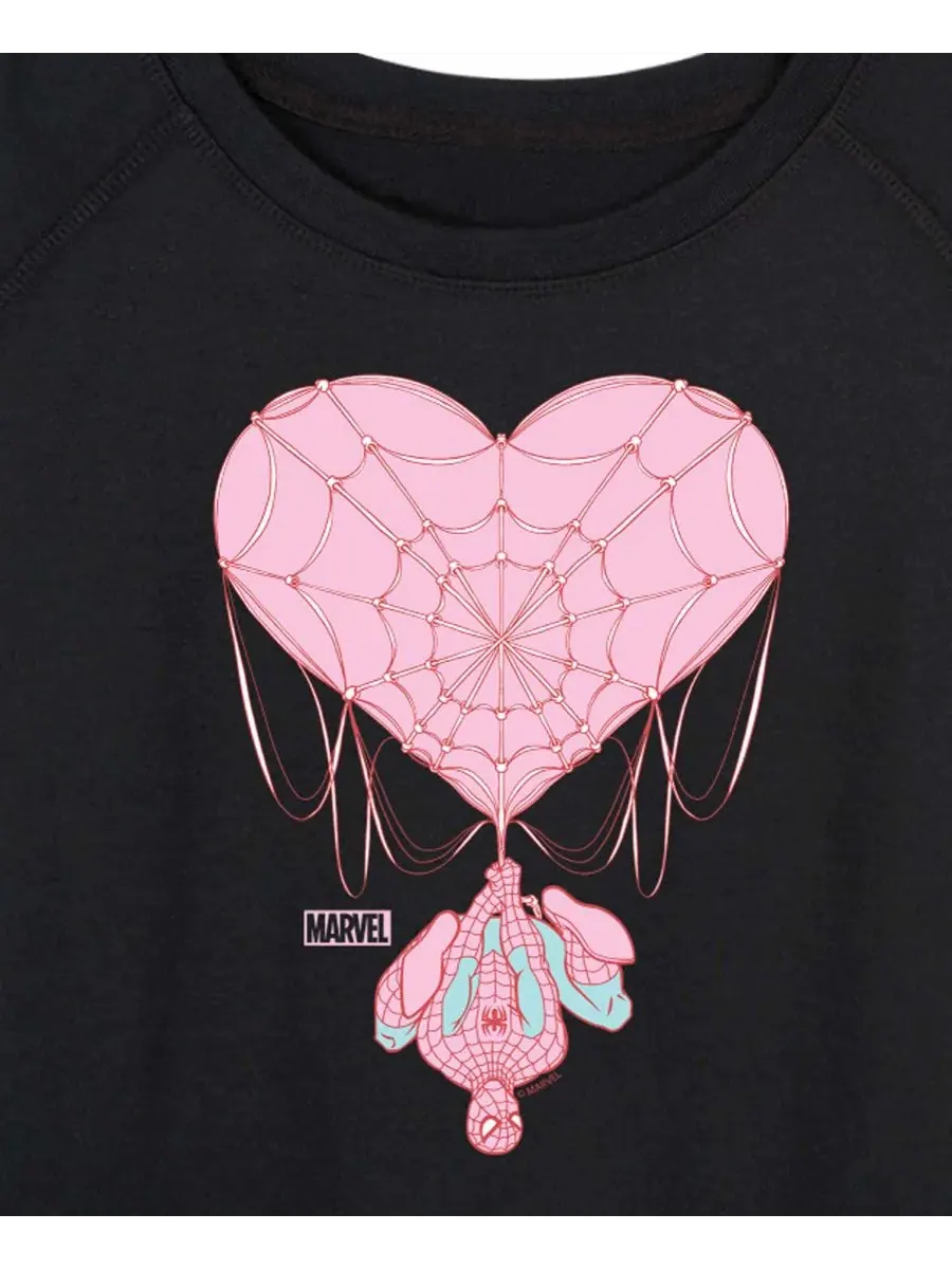 Женская футболка с длинными рукавами Marvel Spider-Man Heart Web из французского трикотажа Hybrid — изображение 2 из 3