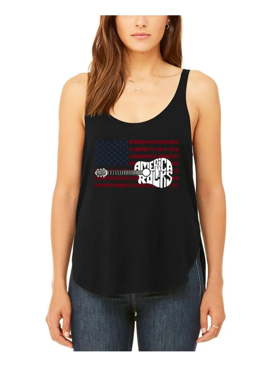 Женская майка-топ America Rocks Premium с надписью "Women's America Rocks" свободного кроя LA Pop — изображение 1 из 3