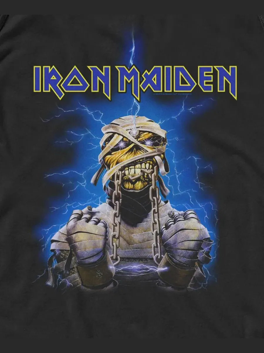 Мужская майка с принтом Iron Maiden Mummy Eddie Lightning Fifth Sun — изображение 3 из 3, черный