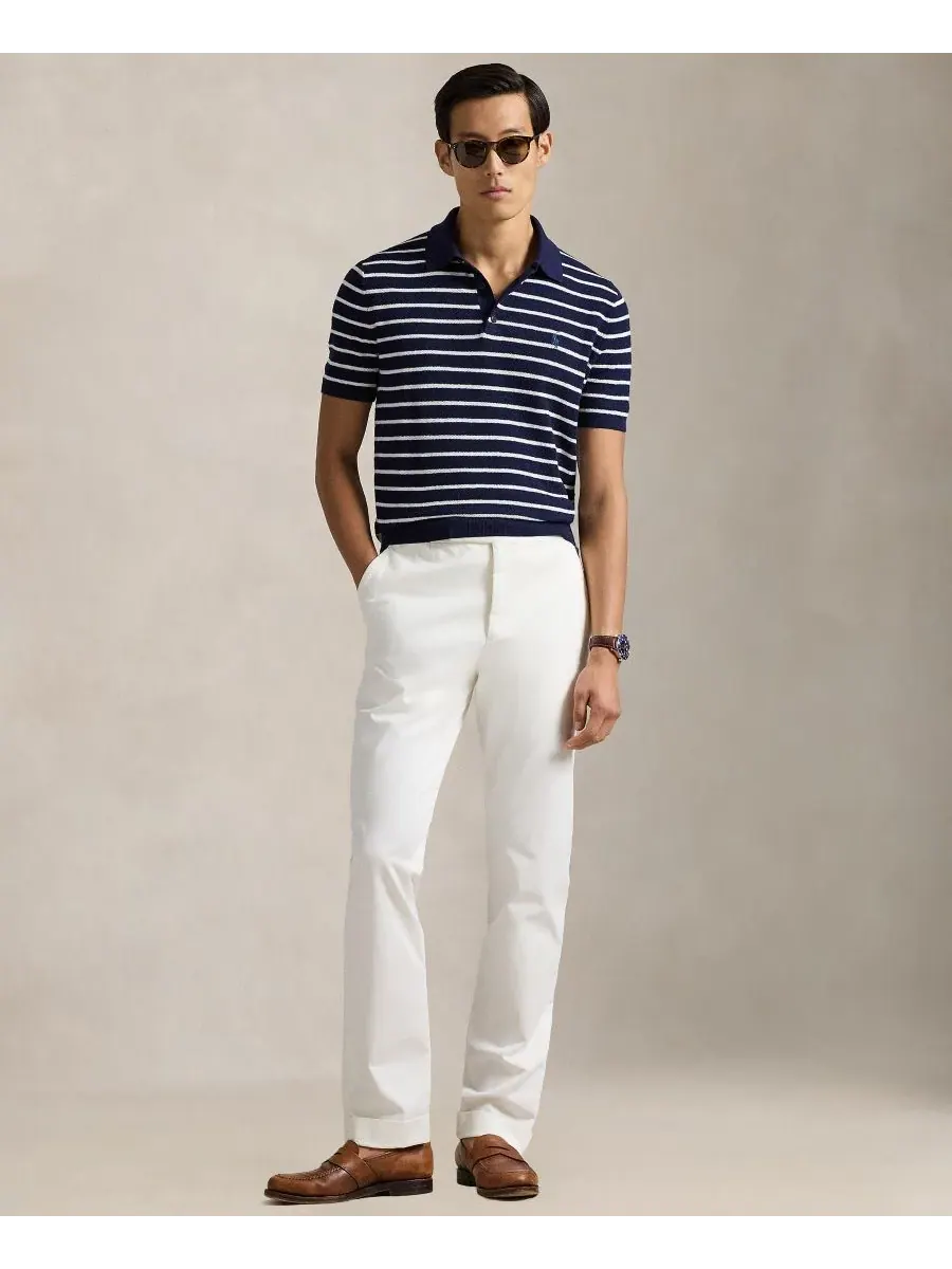 Мужской свитер с коротким рукавом и воротником-поло Polo Ralph Lauren — изображение 2 из 5, яркий темно-синий