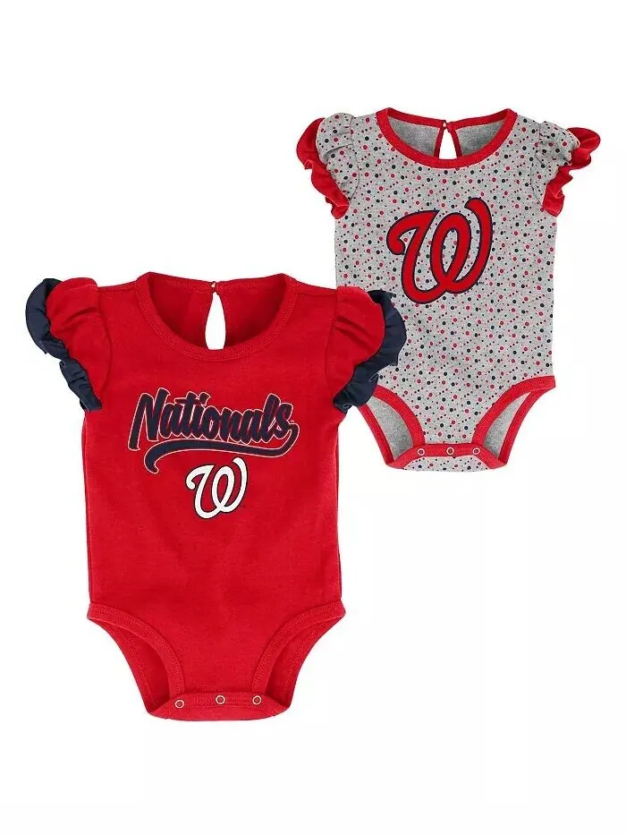 Комплект из двух боди для девочек, красный, меланжевый серый, Washington Nationals Scream and Shout — изображение 1 из 1