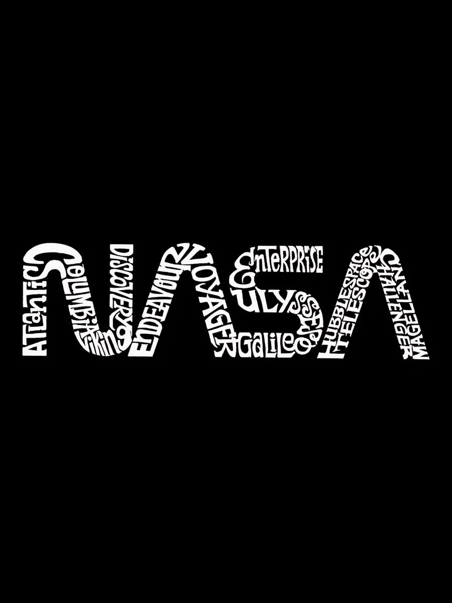 Мужская майка с принтом NASA Logo Word Art LA Pop Art — изображение 4 из 4, черный