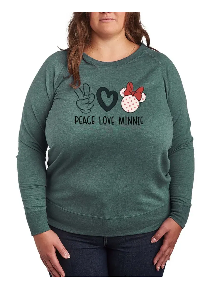 Женская футболка с длинными рукавами Peace Love Minnie из французской махровой ткани Hybrid