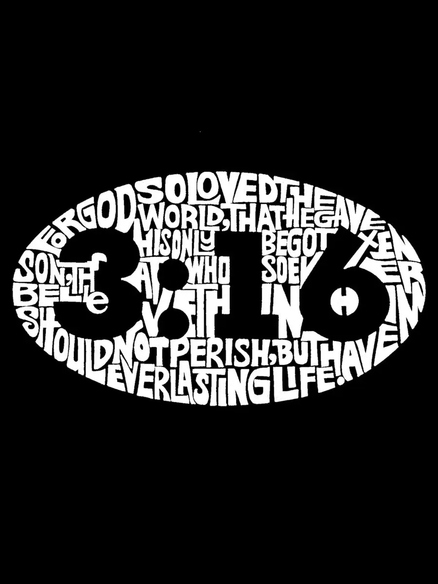 Мужская майка с принтом 3:16 Oval Word Art LA Pop Art — изображение 4 из 4, черный