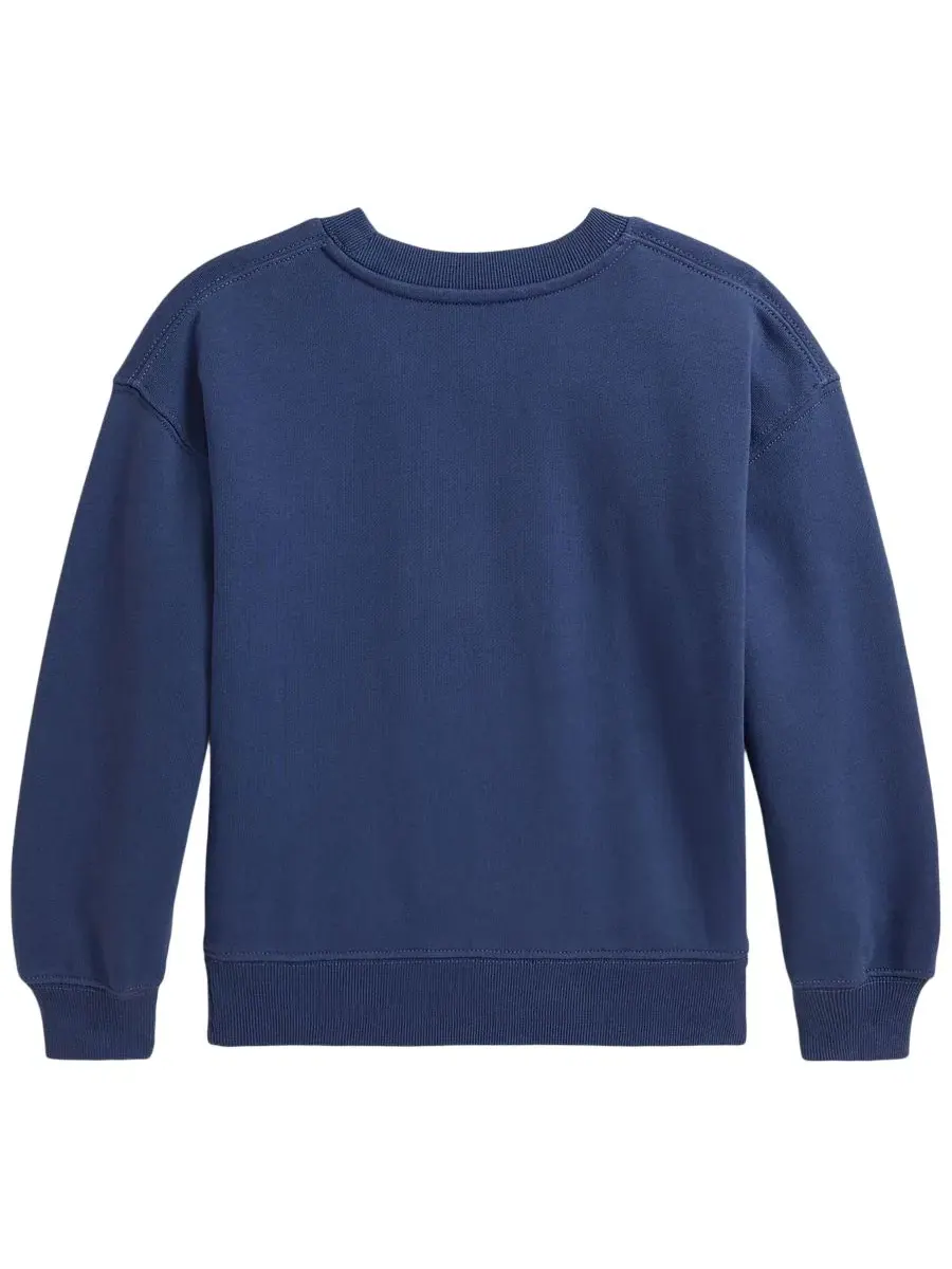 Детский свитшот из французского футера с аппликацией Patchwork-Logo Polo Ralph Lauren — изображение 2 из 3, синий