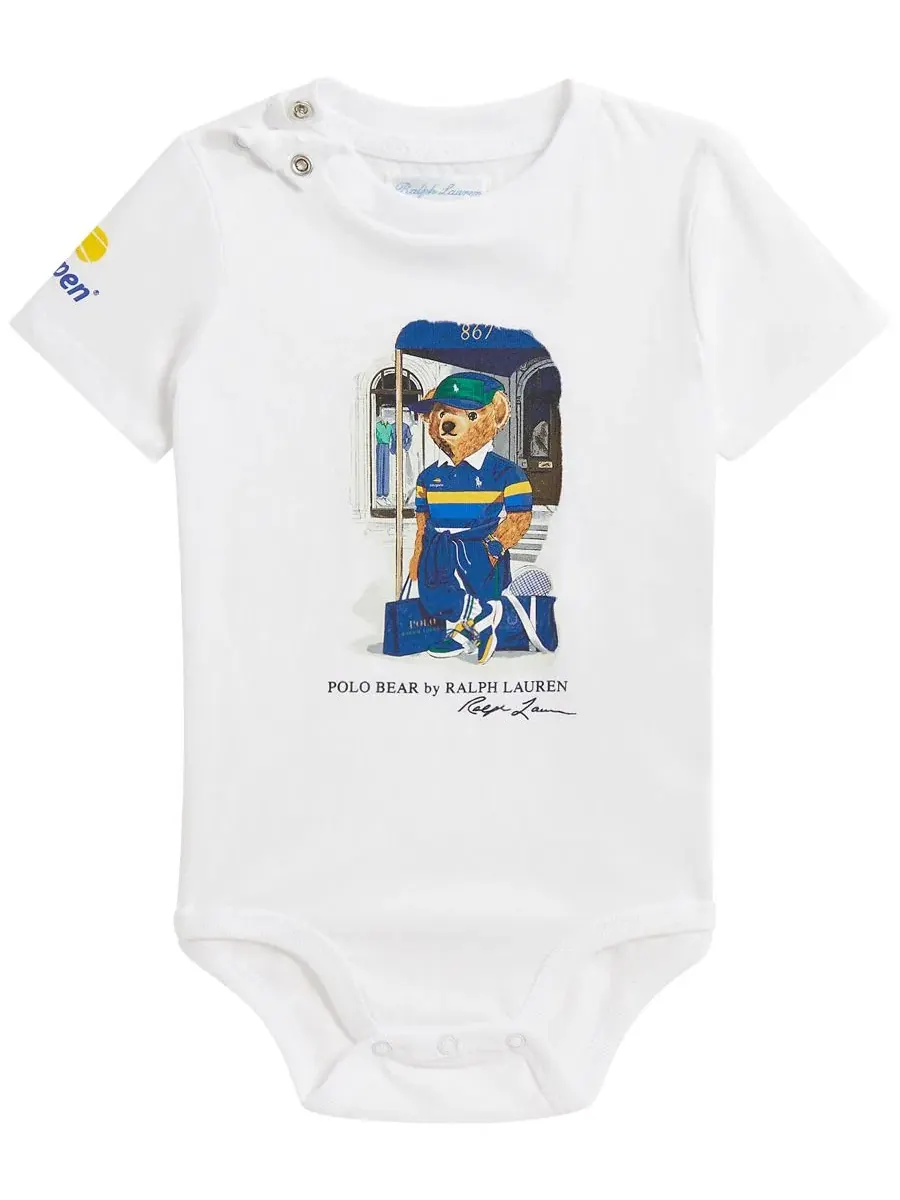 Боди с коротким рукавом Polo Bear из хлопка Polo Ralph Lauren — изображение 1 из 3, белый