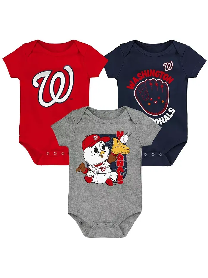 Новорожденные и младенцы (мальчики и девочки) Комплект из 3 боди Washington Nationals Change Up в — изображение 1 из 1, серый