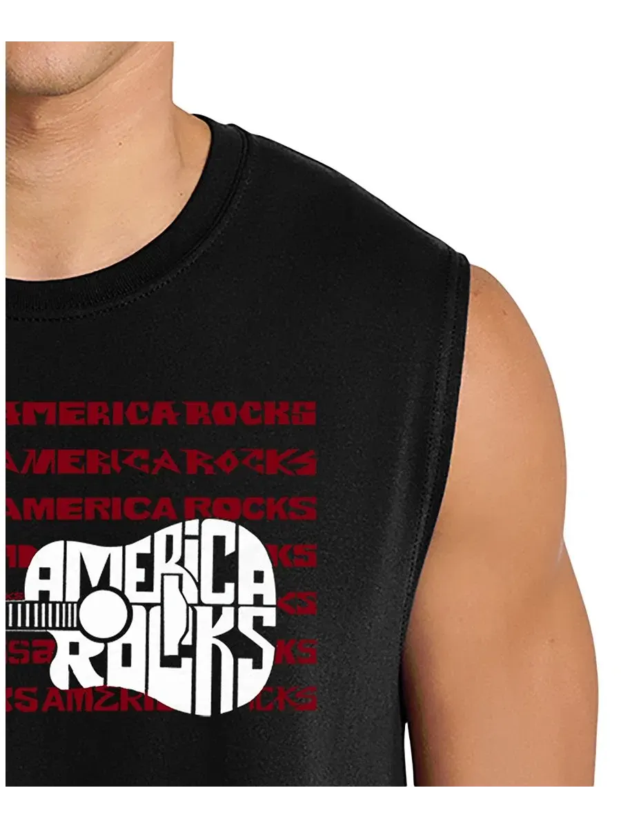 Майка-безрукавка с принтом America Rock LA Pop Art — изображение 2 из 4, черный