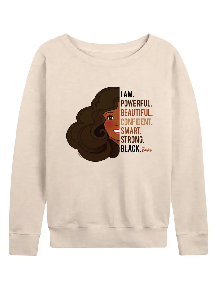 Hybrid Apparel Женская футболка с длинными рукавами Barbie Powerful Beautiful из черного — изображение 1 из 3, березовый