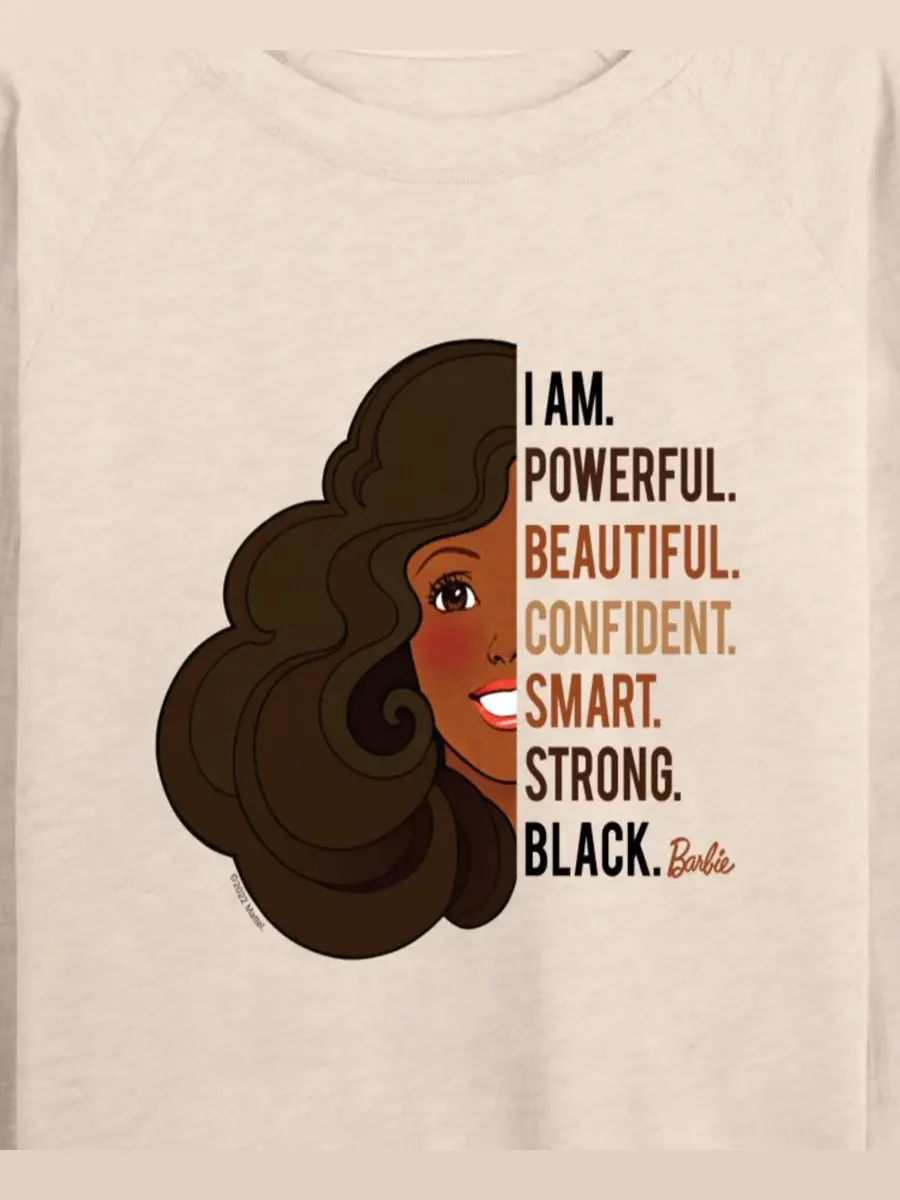 Hybrid Apparel Женская футболка с длинными рукавами Barbie Powerful Beautiful из черного — изображение 2 из 3, березовый