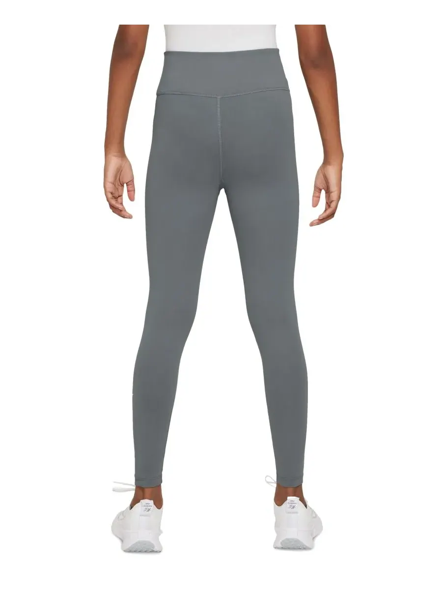 Леггинсы Big Girls One Dri-FIT с высокой талией Nike — изображение 2 из 3, серый/белый