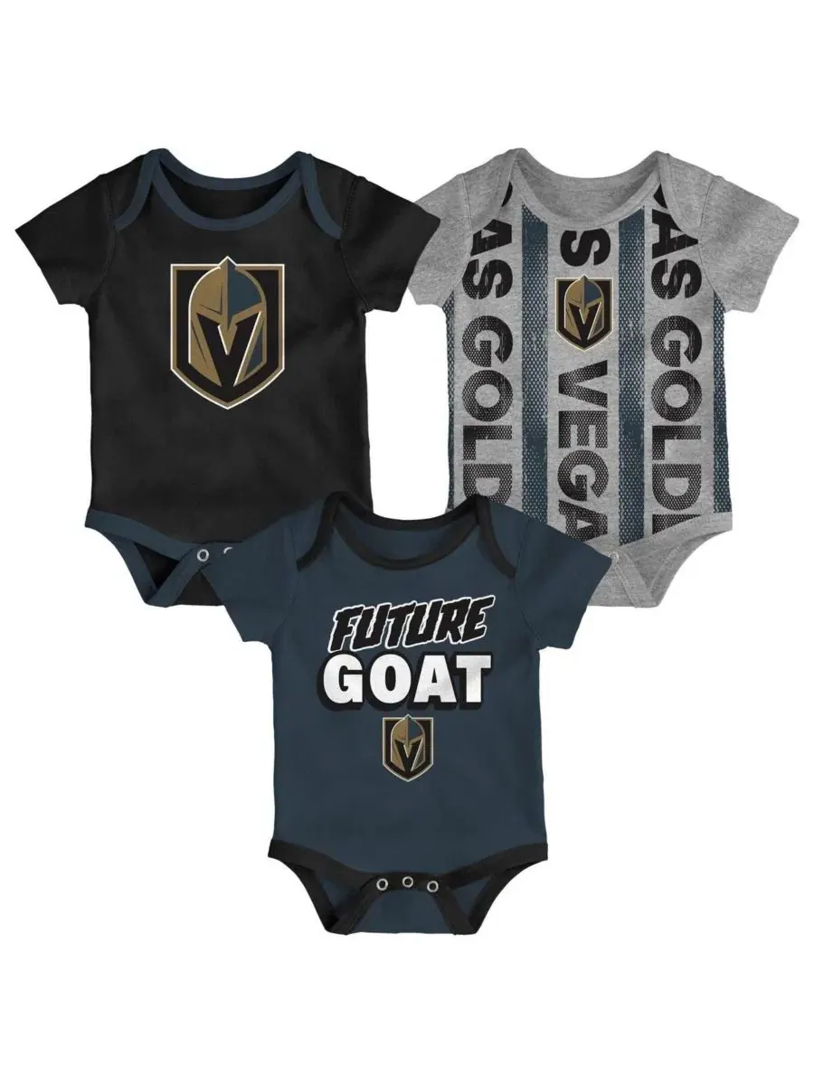 Комплект из 3 бодиков для мальчиков и девочек с символикой команды Vegas Golden Knights "Loyal — изображение 1 из 4, черный