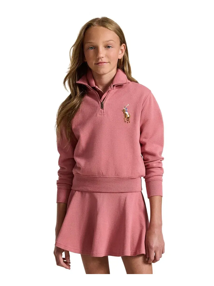 Свитшот с длинным рукавом, молнией на четверть и вышивкой Polo Ralph Lauren