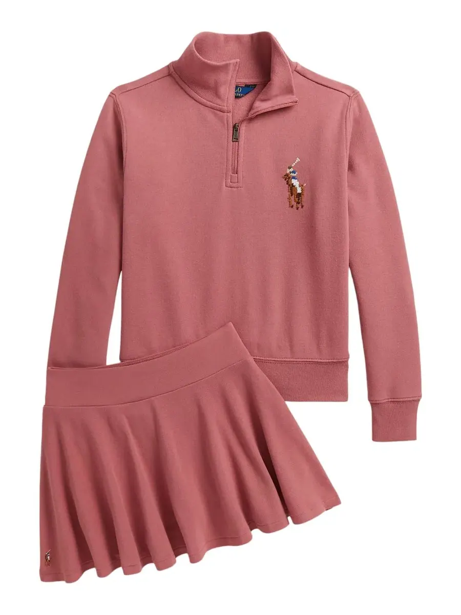 Свитшот с длинным рукавом, молнией на четверть и вышивкой Polo Ralph Lauren — изображение 6 из 7, розовый