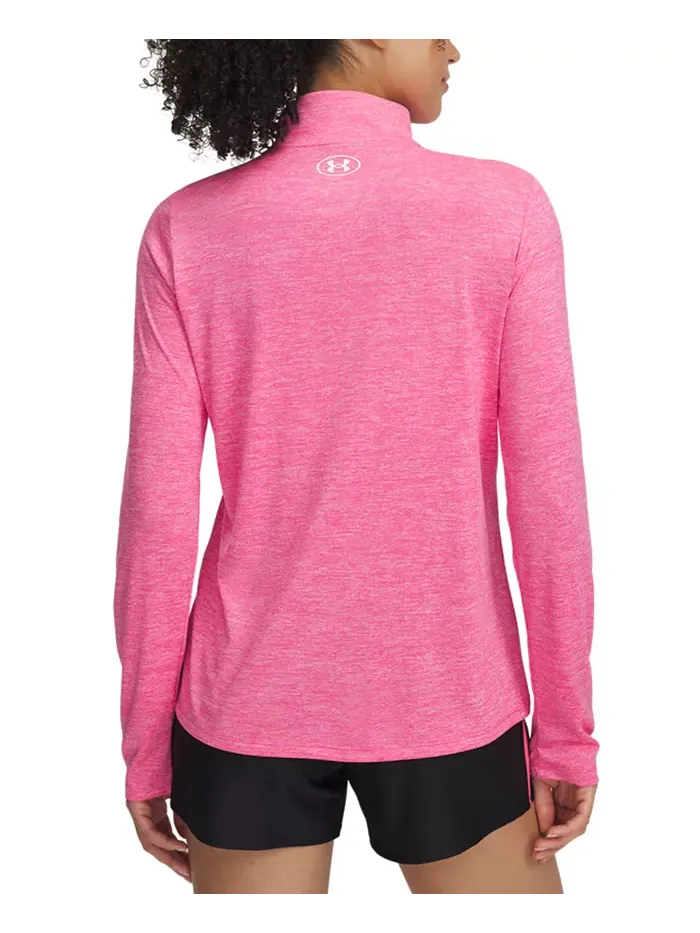 Женский лонгслив с четверть-молнией Twist Tech и логотипом Under Armour — изображение 2 из 3, розовый