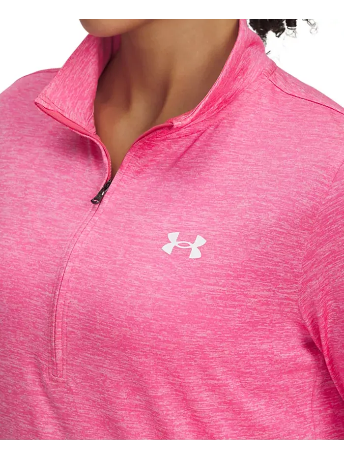 Женский лонгслив с четверть-молнией Twist Tech и логотипом Under Armour — изображение 3 из 3, розовый