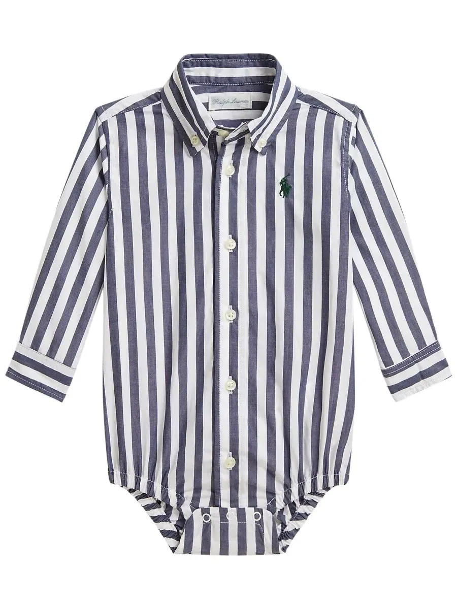 Боди с длинным рукавом из хлопкового поплина, модель Striped Cotton Poplin Polo Ralph Lauren
